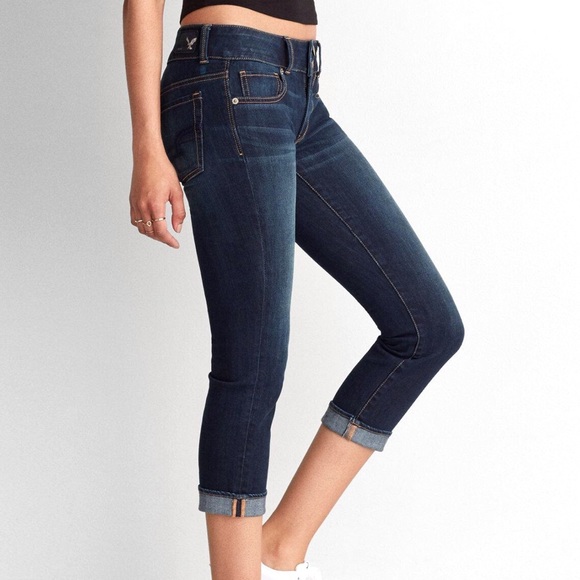 American Eagle Dark Wash Artist Crop Skinny Jeans - Picture 1 of 8